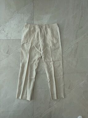 Tommy Bahama Men's Cream Linen-Blend Chinos